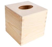 Creative Deco Boîte à Mouchoirs en Bois Carré | 13,3 cm x 13,3 cm x 13,3 cm | Bois Naturel et Contreplaqué | Boite a Mouchoirs Boite Rangement Tissu et Lingette | Bureau, Cuisine, Salle de Bain