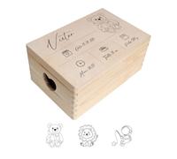 Creative Deco Boîte à Souvenirs Bébé Personnalisé - Personnalisés avec Prénom | Personnalisable Cadeau à Souvenirs Individuelle pour Une Naissance pour Fille et garçon | Boîte en Bois