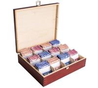 Creative Deco Boite a The en Bois Rouge | Boite de Rangement Sachet | 29 x 25 x 7,5 cm | 12 Compartiments | Boîte à Thé | Diviseurs Amovibles | Rangement Cuisine