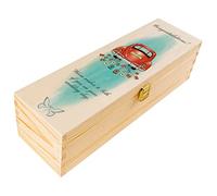 Creative Deco Boîte à vin personnalisée en bois non peint avec fermoir | 1 bouteille | 35,1 x 11 x 10 cm | Boîte de mariage | Boîte cadeau en bois naturel | Boîte de présentation avec impression UV