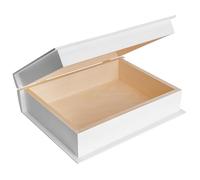Creative Deco Boite de Rangement Boîte de Livre en Bois Blanc 24 x 19 x 7,5 cm | Boîte à Livres Idéal pour Objet de Valeur, Bijoux, Jouets et Outils
