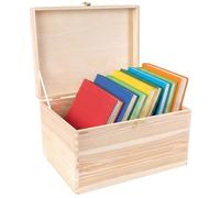 Creative Deco Boite de Rangement en Bois avec Fermoir | 40 x 30 x 24 cm (+/- 1 cm) | Non Peint et Brut | Coffre de Rangement Noël | Boite en Bois | Coffret Bois | Boite Cadeau Noel | Boîte