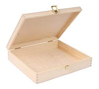Creative Deco Boite de Rangement en Bois Non Peint | 29 x 25 x 6.5 cm | avec Couvercle et Serrure | Boite a Bijoux pour Souvenirs, Papier, Cartes, Documents