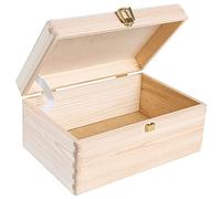 Creative Deco Boite de Rangement Noël en Bois avec Fermoir | 30 x 20 x 14 cm (+/- 1 cm) | Non Peint et Brut | Coffret de Rangement pour Noël | Boite Cadeau