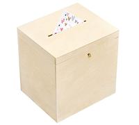 Creative Deco Boite en Bois pour Enveloppes | 29 x 25 x 30 cm | Bois Naturel | avec Couvercle et oîte pour Occasions Spéciales | Urne Anniversaire | Mariage | Boite a Souvenirs, Cartes Lettre