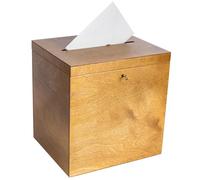 Creative Deco Boite en Bois pour Enveloppes Marron Clair | 29 x 25 x 30 cm | avec Couvercle et oîte pour Occasions Spéciales | Urne Anniversaire | Mariage | Boite a Souvenirs, Cartes Lettre