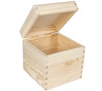Creative Deco Boite Rangement Carrée en Bois | 16 x 16 x 16 cm (+/- 1 cm) | avec Couvercle et sans Poignées | Non-Peint et Non-Fini | Organiseur Bureau Boîte à Bijoux, Coffre, Malle, Caisse Noël