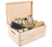 Creative Deco Boite Rangement en Bois | 30 x 20 x 14 cm (+/- 1 cm) | Non Peint | Couvercle et Poignées | Boite en Bois | Boite a Souvenir | Boîte Caisse Malle Coffre | BRUT ET NON PONCÉ
