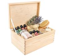 Creative Deco Boîte en bois 30x20x14 cm Brut non peint avec couvercle et poignées Beige G