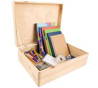 Creative Deco Boite Rangement en Bois | 40 x 30 x 14 cm (+/- 1 cm) | Non Peint | avec Couvercle | Boite en Bois | Boite a Souvenir | Boîte Caisse Malle Coffre | BRUT ET NON PONCÉ