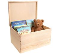Creative Deco Boite Rangement en Bois | 40 x 30 x 24 cm (+/- 1 cm) | Non Peint | avec Couvercle | Boite en Bois | Boite a Souvenir | Boîte Caisse Malle Coffre | BRUT ET NON PONCÉ
