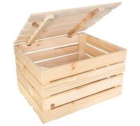 Creative Deco Boite Rangement en Bois | 50 x 40 x 30 cm | avec Couvercle | Boîte Cadeau Coffre Malle Coffret Vintage