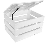 Creative Deco Boite Rangement en Bois Blanc | 40 x 30 x 22 cm | avec Couvercle | Boîte Cadeau Coffre Malle Coffret Vintage