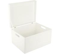 Creative Deco Boite Rangement en Bois Blanc | 40 x 30 x 24 cm (+/- 1 cm) | avec Couvercle et Poignées | Boite en Bois | Boite a Souvenir | Boîte Caisse Malle Coffre | BRUT ET NON PONCÉ