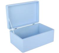 Creative Deco Boite Rangement en Bois Bleu | 30 x 20 x 14 cm (+/- 1 cm) | avec Couvercle | Boite en Bois | Boite a Souvenir | Boîte Caisse Malle Coffre | BRUT ET NON PONCÉ
