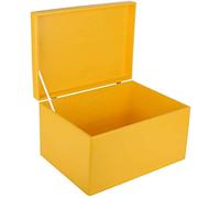 Creative Deco Boite Rangement en Bois Jaune | 40 x 30 x 24 cm (+/- 1 cm) | avec Couvercle | Boite en Bois | Boite a Souvenir | Boîte Caisse Malle Coffre | BRUT ET NON PONCÉ