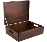 Creative Deco Boite Rangement en Bois Marron | 40 x 30 x 14 cm (+/- 1 cm) | avec Couvercle et Poignées | Boite en Bois | Boite a Souvenir | Boîte Caisse Malle Coffre | BRUT ET NON PONCÉ