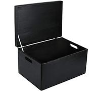 Creative Deco Boite Rangement en Bois Noir | 40 x 30 x 24 cm (+/- 1 cm) | avec Couvercle et Poignées | Boite en Bois | Boite a Souvenir | Boîte Caisse Malle Coffre | BRUT ET NON PONCÉ
