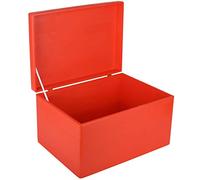 Creative Deco Boite Rangement en Bois Rouge | 40 x 30 x 24 cm (+/- 1 cm) | avec Couvercle | Boite en Bois | Boite a Souvenir | Boîte Caisse Malle Coffre | BRUT ET NON PONCÉ