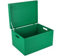 Creative Deco Boite Rangement en Bois Vert | 40 x 30 x 24 cm (+/- 1 cm) | avec Couvercle et Poignées | Boite en Bois | Boite a Souvenir | Boîte Caisse Malle Coffre | BRUT ET NON PONCÉ