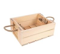 Creative Deco Caisse en Bois Noel Naturel | 25 x 19 x 10 cm | avec Poignées | en Corde de Jute | Boîte en Bois | Boîte de Rangement Noël | Caisse Rangement Bois | Cagette en Bois | Livres. Jouets