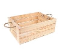 Creative Deco Caisse en Bois Noel Naturel | 42 x 29 x 16 cm | avec Poignées | en Corde de Jute | Boîte en Bois | Boîte de Rangement Noël | Caisse Rangement Bois | Cagette en Bois | Livres. Jouets