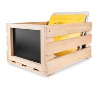 Creative Deco Caisse en Bois pour Vinyles avec Tableau | Noir 46 x 36 x 25 cm (+/- 1 cm) | Bac de Rangement | Boîte Vintage Rangement Vinyle | Jusqu'à 80 Disque | Coffre a Jouet
