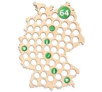 Creative Deco Carte Allemagne en Contreplaqué | 32,5 x 44 x 0,5 cm | Carte de Bouchons de Bière | Support de Collection de 64 Capsules de Bouteilles | Décoration Murale Artisanale en Bois | Bar