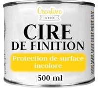 Creative Deco Cire de Finition Incolore 500 ml Vernis Transparent Clair Léger Brillant Protection des Meuble Bois, Parquet