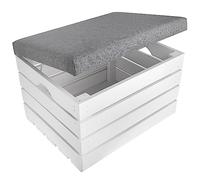 Creative Deco Coffre de Rangement Blanc | 50 x 40 x 35 cm | Banc de Rangement Intérieur | Tabouret de Rangement | Pouf Rangement | Cube de Rangement | Coffre a Jouet Enfant