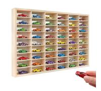 Creative Deco Étagère de Collection en Bois pour Petites Voitures | 54 Compartiments Réglables | 60 x 40 x 5,5 cm | Contreplaqué Naturel | Étagère Murale Verticale pour Figurines