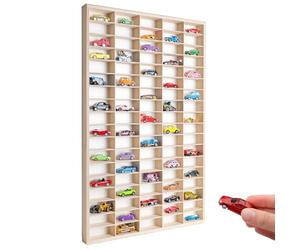 Creative Deco Étagère de Collection en Bois pour Petites Voitures - 90 Compartiments Réglables | Étagère Murale Verticale pour Figurines | Vitrine de Collection 78,8 x 50 x 4 cm