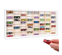 Creative Deco Étagère Murale Blanche en Bois pour Voitures Miniatures | 80 Compartiments Ajustables | Vitrine de Collection Verticale | Organisateur 80 x 41 x 5,5 cm