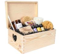 Creative Deco Grande Boîte de Rangement en Bois | 30 x 20 x 14 cm (+/- 1 cm) | Non peint | Poignées Forme de Cœur | Idéale pour Documents, Objets de Valeur, Jouets et Outils