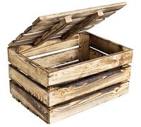 Creative Deco Grande Boite Rangement en Bois Flammé | 40 x 30 x 22 cm