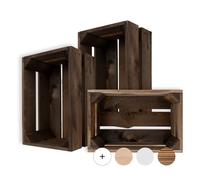 Creative Deco Grande Caisse en Bois Marron avec Poignées | 30 x 20 x 15 cm | Boîte de Rangement pour Souvenirs | Panier Vintage