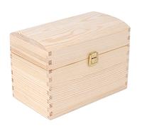 Creative Deco Grande Coffre Boite Rangement Noel en Bois Non Peint | 25 x 15 x 17 cm | avec Fermoir et Couvercle Courbé | Caisse pour Jouet, Outil, Bijoux, Objet | Malle Boîte à Décorer Noël