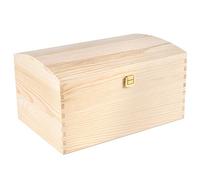 Creative Deco Grande Coffre Boite Rangement Noel en Bois Non Peint | 34,5 x 25 x 19,2 cm | avec Fermoir et Couvercle Courbé | Caisse pour Jouet, Outil, Bijoux, Objet | Malle Boîte à Décorer Noël