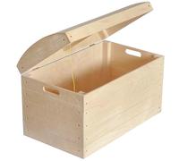 Creative Deco Grande Coffre Noel Boîte Pirate Boite Rangement en Bois | 56.5 x 33 x 36.5 cm | avec Poignées et Couvercle | Non-Peint et Non-Fini | Malle Caisse pour Jouet Outil Objet Noël