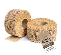 Creative Deco Lot de 2 Ruban Chemin de Table Toile de Jute | 5cm x 5m Rouleau Beige | Décoration Mariage | Toile de Jute Rouleau | Chemin de Table Jute | Deco Table Noel | Deco Mariage