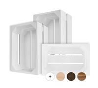 Creative Deco Lot de 3 Caisse en Bois Blanc | 30 x 20 x 15 cm | Caisse Rangement Bois | Caisse en Bois Vintage | Cagette en Bois