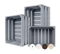 Creative Deco Lot de 3 Caisse en Bois Gris | 40 x 30 x 23 cm | Caisse