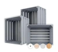 Caisse en Bois - Creative Deco - Lot de 3 - Gris - 50 x 40 x 30 cm - Vintage