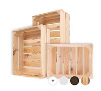 Creative Deco Lot de 3 Caisse en Bois Naturel | 40 x 30 x 15 cm | Caisse | Rangement Bois | Caisse en Bois Vintage | Cagette Bois Deco | Cagette en Bois | Caisse en Bois Rangement | Boite Decoration