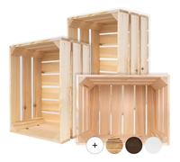 Creative Deco Lot de 3 Caisse en Bois Naturel | 40 x 30 x 23 cm | Caisse Rangement Bois | Caisse en Bois Rangement Vintage