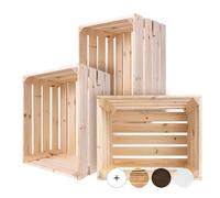 Creative Deco Lot de 3 Caisse en Bois Naturel | 50 x 40 x 30 cm | Caisse | Rangement Bois | Caisse en Bois Vintage | Cagette Bois Deco | Cagette en Bois | Caisse en Bois Rangement | Boite Decoration