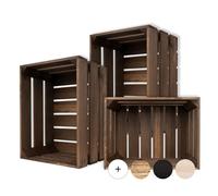 Creative Deco Lot de 3 Caisse en Bois Wengé | 40 x 30 x 23 cm | Caisse | Rangement Bois | Caisse en Bois Vintage | Cagette Bois Deco | Cagette en Bois | Caisse en Bois Rangement | Boite Decoration