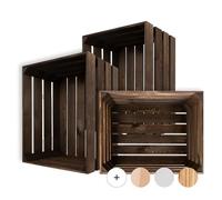 Creative Deco Lot de 3 Caisse en Bois Wengé | 50 x 40 x 30 cm | Caisse | Rangement Bois | Caisse en Bois Vintage | Cagette Bois Deco | Cagette en Bois | Caisse en Bois Rangement | Boite Decoration