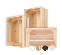 Creative Deco Lot de 3 Caisse en Bois Naturel | 30 x 20 x 15 cm | Caisse
