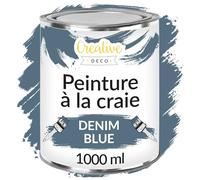 Creative Deco Peinture à la Craie Bleu Denim | 1L | Mat et Lavable | Peinture Bois | Peinture Meuble Bois | Idéal pour Rénovation de Meubles | Chalk Paint | Ardoise Craie
